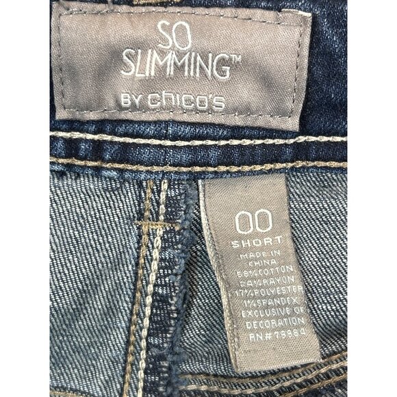Chicos So Slimming Jeans Womens 00 Short Dark Wash Bootcut‎ Stretch - Picture 4 of 10